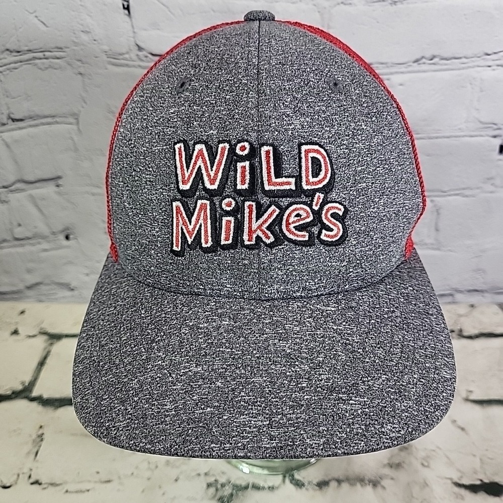 Wild Mikes Ultimate Pizza Advertising Hat Unisex S/M Fitted Gray‎ Red Ball Cap